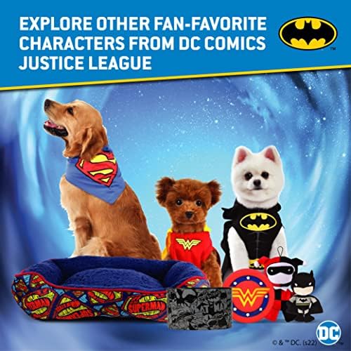 DC קומיקס לחיות מחמד כלב בנדנה | דפוס חוזר על לוגו של באטמן | בנדנה כלב גיבור -על מקסים סופר מקסים לחיות מחמד | בגודל